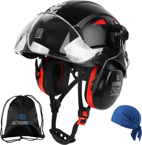 UM ULTRAMAXX Casco de seguridad para casco duro y protección para los oídos, aprobado por ANSI Z89.1, kit de casco de trabajo ligero ventilado,