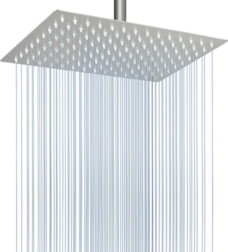 Miniatura 15 de Voolan - Regadera tipo lluvia de metal, cuadrada, de alto flujo, cobertura de cuerpo completo en cascada, montaje universal para techo o pared
