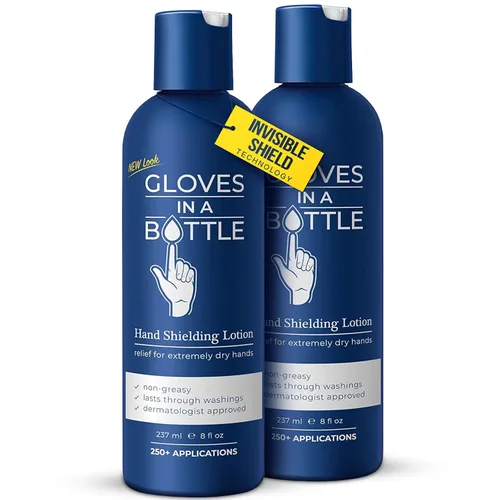 Gloves in a Bottle Loción protectora para piel seca con picazón, sin grasa y sin perfume, 8 onzas líquidas, paquete de 2 8 oz