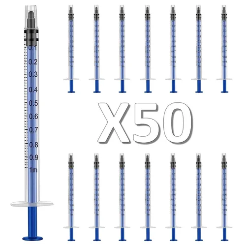 Miniatura 8 de Paquete de 100 jeringas Luer Lock de 1 ml con agujas de 23Ga (1 pulgada), jeringas y agujas desechables de plástico en embalaje individual