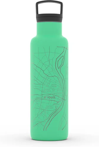Miniatura 21 de Well Told Botella de agua aislada con mapa de Washington DC grabado, botella de acero inoxidable grabada (21 onzas, blanco) botella aislada de mapa