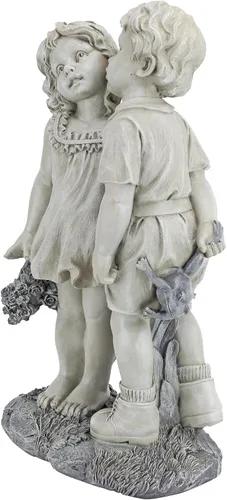 Miniatura 4 de Jóvenes novios: estatua de jardín de niños besando