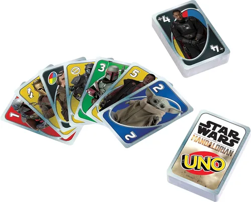 Miniatura 5 de UNO Star Wars The Mandalorian en lata de almacenamiento, cubierta temática y regla especial, regalo para niños, adultos y noches de juego