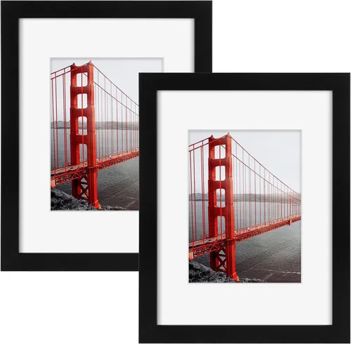 Miniatura 24 de Frametory, Portarretratos de 8 x 10 pulgadas con paspartú para fotos de 5 x 7, para pared y mesa (color azul, paquete de 2)
