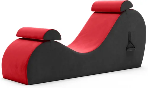 Avana Chakra Yoga Chaise - 2 reposacabezas ajustables y asas con correas ajustables, micro terciopelo/microbucle, rojo y gris