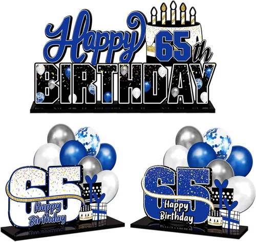 Miniatura 99 de LINGTEER Feliz 10º Cumpleaños Juego de Centros de Mesa de Acrílico Azul para Mesa - Brindemos por Diez Años Decoraciones de Regalo de Fiesta de 10º