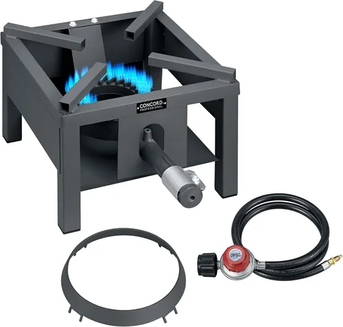 Concord Profesional Quemador de Wok de Ciclones Único con Soporte. Hasta 100,000 BTU. Excelente para Cerveza Casera, Wok Salteado, Pavo, Etc. (33 cm)