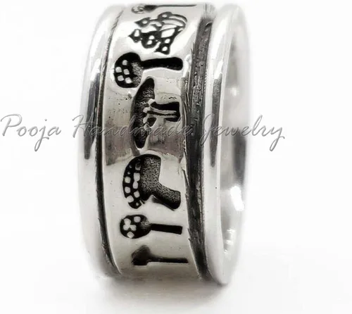 Miniatura 2 de Personalized Mushroom Spinner Ring, 925 Sterling Silver Handmade Forest Jewelry, Engraved Fidget Ring for Women, Worry Ring, Valentine’s Day Gift