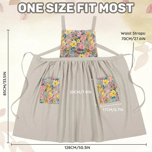 Miniatura 5 de Pinafore Dress Apron for Women Vintage Ruffle Chef Apron with Pockets and Long Ties, Cross Back Cute Kitchen Apron