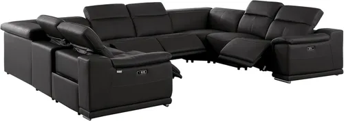 Miniatura 53 de BlackJack Furniture Venice - Juego de sofá reclinable seccional de cuero italiano de grano superior de 12 piezas con 4 reclinables eléctricos