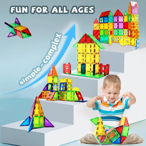 Miniatura 6 de MAGBLOCK Bloques Magnéticos - Azulejos Magnéticos Juguetes para Niños Pequeños Bloques de Construcción Magnéticos Conjunto de Imanes Preescolar