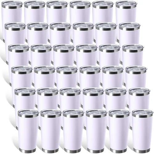 Miniatura 15 de Sieral Paquete de 36 vasos de acero inoxidable a granel con tapa, aislamiento al vacío de doble pared, taza de café de viaje con recubrimiento