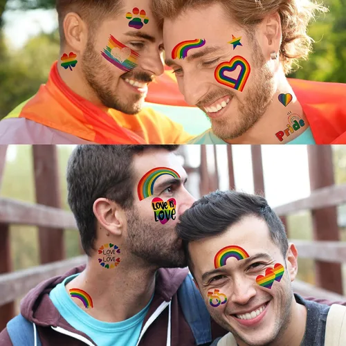 Miniatura 5 de Más de 132 tatuajes temporales de orgullo gay LGBT para mujeres, hombres y adultos, tatuajes temporales de arco iris temporales, calcomanías
