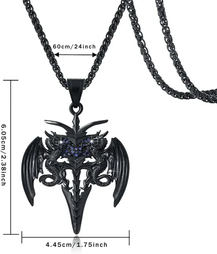 Miniatura 22 de YAMI Collar de alas angulares para hombre, ángel de la guarda, dragón, cuervo, pulpo, collar de anime, collar de acero inoxidable 316
