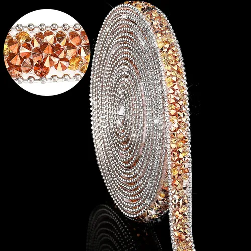 Miniatura 18 de Hicarer 3 yardas de cintas de diamantes de imitación de resina para boda, cinta autoadhesiva de diamantes de cristal, rollo de cinta de resina