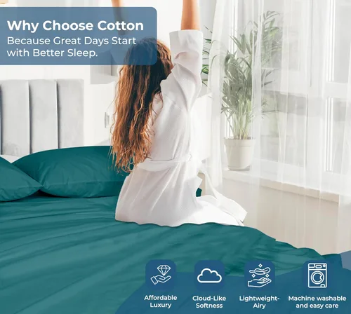 Miniatura 41 de Royale Linens Sábana encimera de tamaño individual XL 100% Algodón Orgánico – Super suave – Sábanas superiores de percal – Sábana encimera