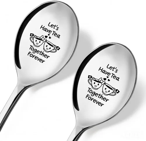 Miniatura 12 de Pala de helado para esposo y esposa – Juego de 2 cucharas para él y ella, ideas para parejas, aniversario, cumpleaños, día de San Valentín, cuchara