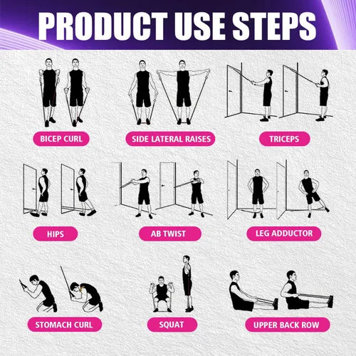 Miniatura 8 de WHATAFIT Bandas de resistencia, bandas de ejercicio, bandas de resistencia para entrenamiento, bandas de entrenamiento con asas para hombres y Rosa