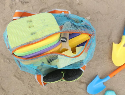 Miniatura 6 de LEAFOREST Bolsa de playa grande con cremallera, bolsa de malla ligera para juguetes de arena de piscina