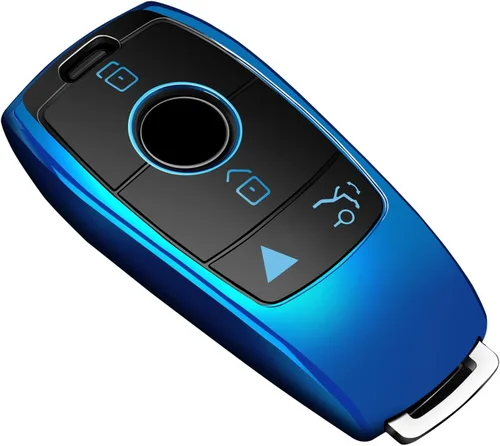 Tukellen para Mercedes Benz Funda para llavero, Protector de llave de TPU suave especial Compatible con 2017-2023 Clase E 2018-2021 Clase S Azul