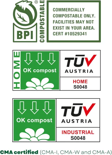 Miniatura 6 de bioMat Bolsas de basura compostables de 3 galones, 125 unidades, pequeñas bolsas de basura de cocina con parte superior plana, certificado BPI, CMA