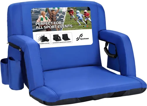 Miniatura 23 de Sportneer - Asientos de estadio para gradas con respaldo, asiento de estadio reclinable y portátil con un grueso cojín acolchado, con respaldo