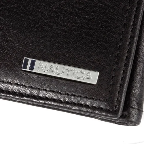 Miniatura 60 de Nautica Men's Trifold Wallet RFID Blocking Protection ID Window Card Slots Genuine Leather Durable