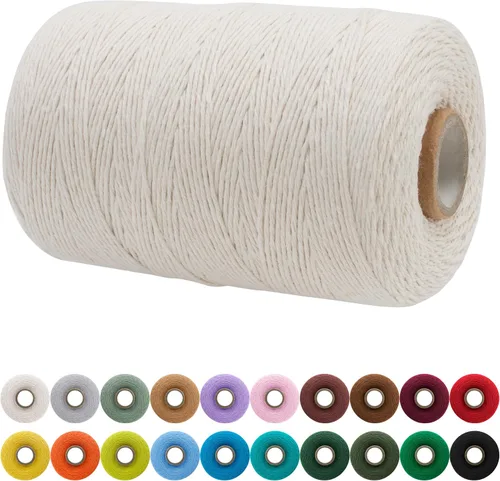 Miniatura 35 de JeogYong Cordón de macramé de un solo hilo 2mm x 164 yardas (492 pies) Cuerda de algodón suave, hilo de macramé 2 mm, suministros de macramé