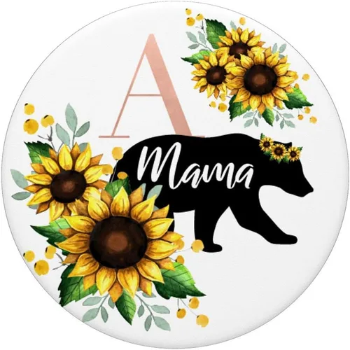 Miniatura 3 de Mama Bear Girasol Floral Letra A PopSockets PopGrip: Agarre intercambiable para teléfonos y tabletas