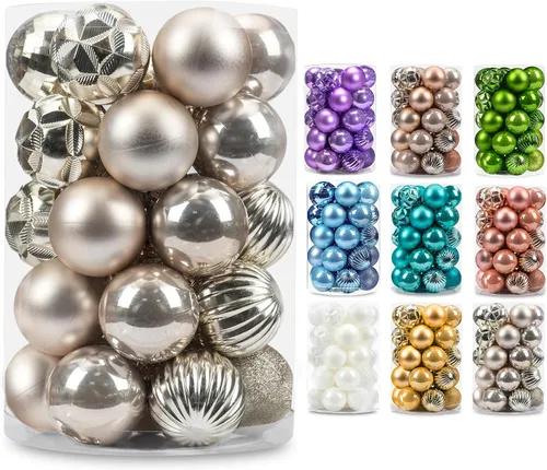 Miniatura 80 de AMS Esferas de Navidad de 2.36 pulgadas/60mm, 34 unidades, adornos grandes, decoraciones para fiestas, inastillables, colgantes festivos para Negro