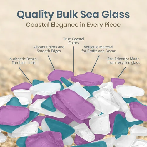 Miniatura 2 de Vidrio de mar para manualidades, 11 onzas, morado, azul caribeño y blanco, decoración de vidrio de mar pulido, vidrio de mar para manualidades