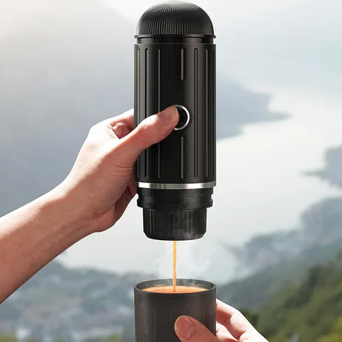 Miniatura 8 de ZJchao Cafetera portátil, 2 en 1, 19BAR a presión, calefacción eléctrica, cafetera de viaje, mini máquina de café de viaje con cuchara, caja