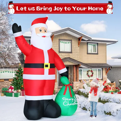 Miniatura 5 de GOOSH 3.14 m San Nicolás inflable de Navidad con movimiento, decoración de Santa Claus de Navidad al aire libre con bolsa de regalo y mano animada
