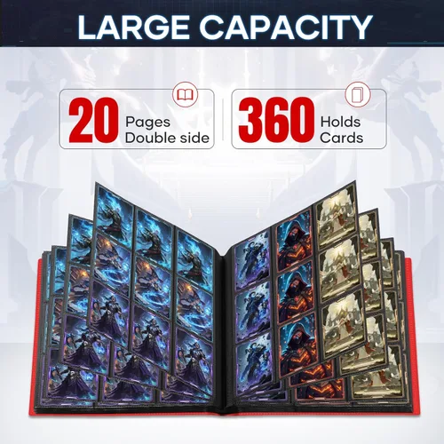Miniatura 5 de Carpeta de Cartas Coleccionables de 9 Bolsillos, 360 Bolsillos, Álbum de Cartas Coleccionables, Carpeta de Cartas Deportivas para Cartas Estándar