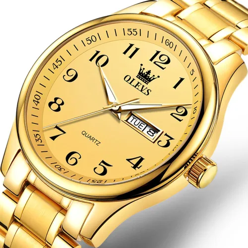 Miniatura 2 de OLEVS Reloj para hombre vestido de negocios diamante analógico cuarzo fecha lujo clásico acero inoxidable impermeable luminoso dos tonos reloj