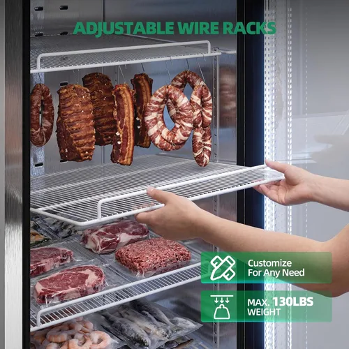 Miniatura 6 de Coolski Congelador comercial con puerta de vidrio individual, 21.8 pies cúbicos congelador vertical para helados y alimentos congelados, estantes