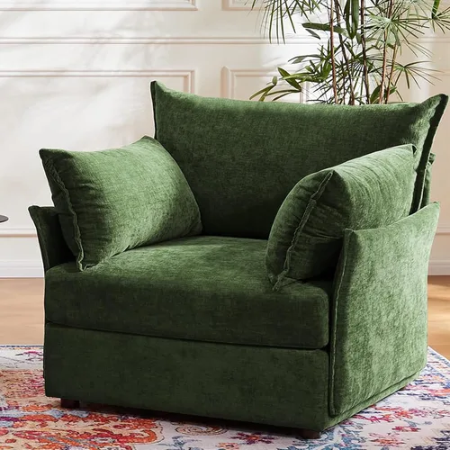 Miniatura 14 de ABCASA Silla de Acento de Gran Tamaño, Sillón Moderno Tapizado con Respaldo Extraíble y Funda Desmontable, Asiento de 24.5 Pulgadas de Profundidad