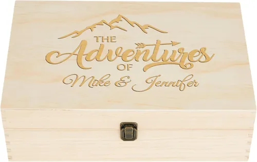 Miniatura 9 de Caja de Recuerdos de Madera Personalizada con Grabado Personalizado Caja de Memoria de Aventura para Parejas Recuerdos de Viaje Fotos Cartas - Cajas