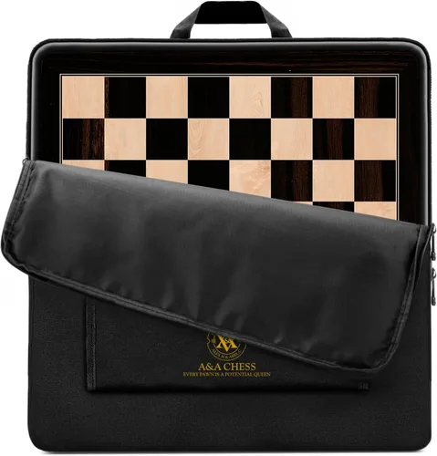 Miniatura 7 de A&A Tablero de ajedrez profesional de madera de 21.25 pulgadas, con incrustaciones de nogal y arce, cuadrados de 2.25 pulgadas con notación Nuez