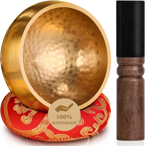Miniatura 13 de Set de cuencos tibetanos de canto de Relaehih - martillados a mano en Nepal, cuenco de sonido para meditación, yoga, chakra, accesorios de Azul