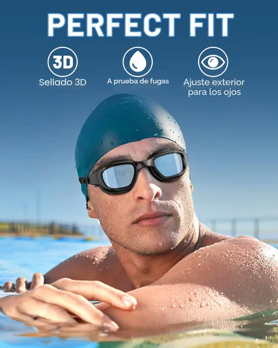 Miniatura 4 de Gafas de natación polarizadas, gafas de natación unisex para adultos, antivaho, anti UV, vista amplia, gafas de piscina para hombres y mujeres