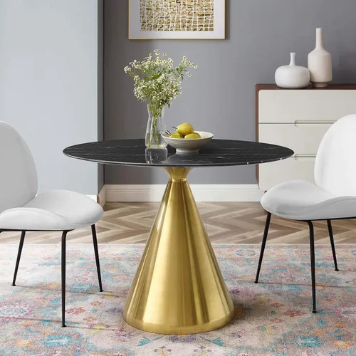 Miniatura 21 de Modway Tupelo - Mesa de comedor cuadrada de 28 pulgadas, color dorado y blanco