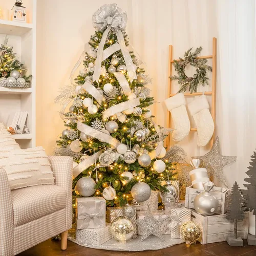 Miniatura 7 de Juego de 8 bolas de Navidad de 3.94 pulgadas, bolas de espuma de lentejuelas con purpurina, irrompibles, decoraciones de árbol de Navidad, juego