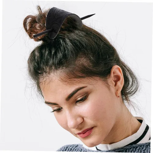 Miniatura 8 de 3 unids horquilla de cuero clip de pelo con palo pasadores de pelo diapositivas pelo titular de moño pelo para cabello grueso s clips de metal