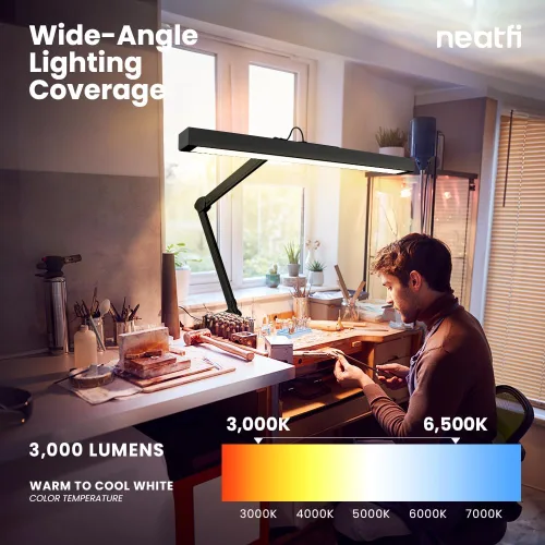 Miniatura 3 de Neatfi Lámpara de escritorio LED ultra de 3000 lúmenes con abrazadera, luz de monitor regulable de 30 W, 5 niveles de brillo y 5 modos de luz
