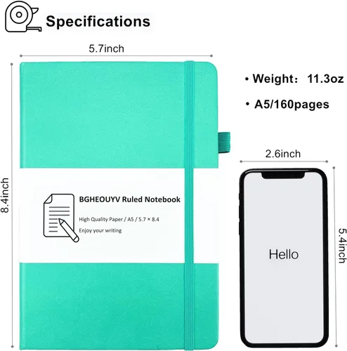 Miniatura 2 de Cuaderno con rayas universitarias A5, 160 páginas, diarios de tapa dura para escribir, cuadernos para el trabajo, oficina, escuela, mujeres y Mina