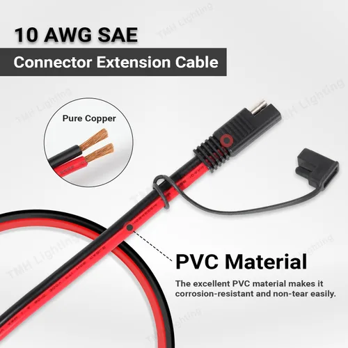 Miniatura 2 de TMH Cable de extensión SAE de 10 AWG – Arnés de cables de desconexión rápida SAE a SAE de 15 pies, conector SAE, cable de extensión de panel solar