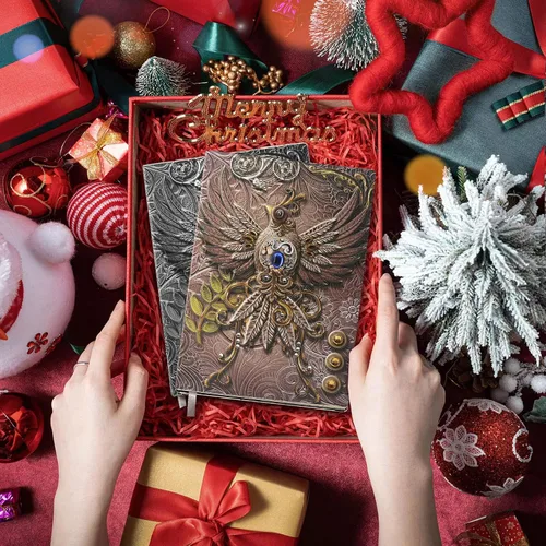 Miniatura 2 de Phoenix Cuaderno de cuero – Diario de viaje vintage Phoenix hecho a mano en 3D con papel rayado, cuaderno de bocetos de cuero fresco, diario