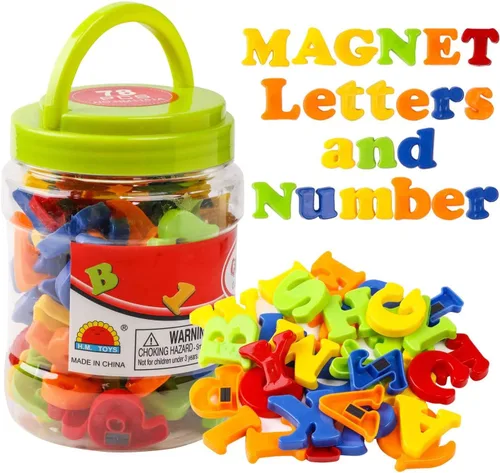 RAEQKS Letras magnéticas, números, alfabeto, ABC, colorido, 123, refrigerador, imanes para nevera, vocabulario, juego de juguetes educativos para