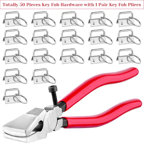 Miniatura 11 de shynek - 50 piezas de accesorios para llavero de 1 pulgada con herramienta de alicates para llavero y abrazadera de muñeca, Varios